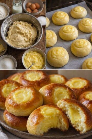 Bollos Dulces con Centro de Crema Pastelera