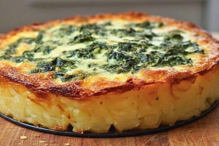 Tarta de Espinaca y Queso con Masa de Papa